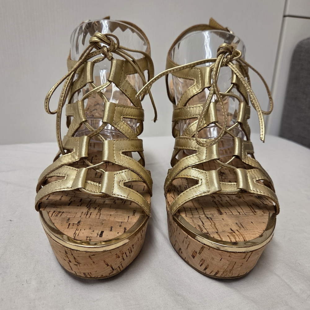 Aldo Metallic Gold Wedge Sandals